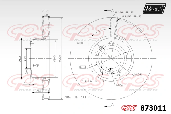 BMW · 7 (E32) · FREN DİSKİ - MAXTECH - 873011