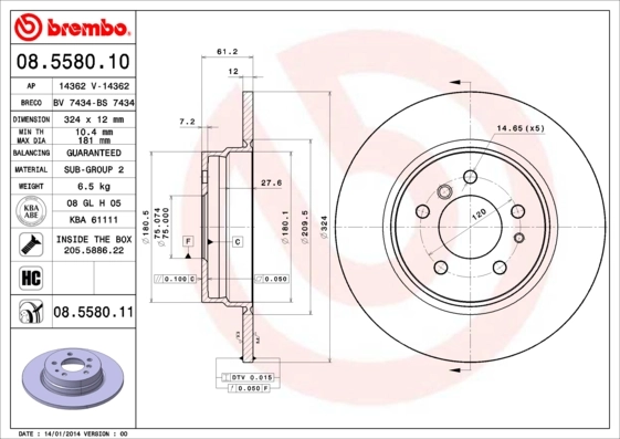 BMW · 8 (E31) · FREN DİSKİ - BREMBO - 08.5580.10