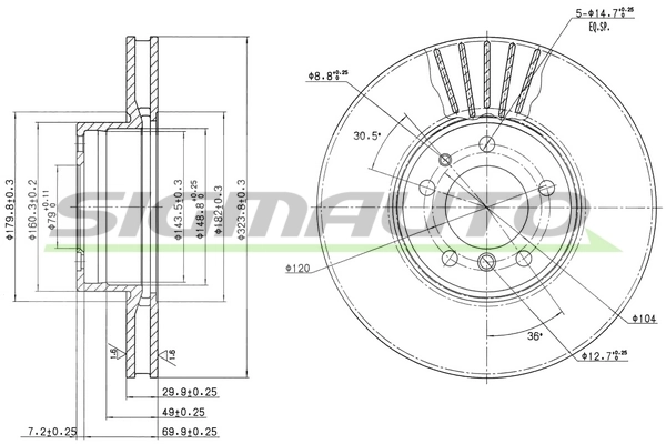 BMW · 7 (E32) · FREN DİSKİ - SIGMAUTO - DBA606V